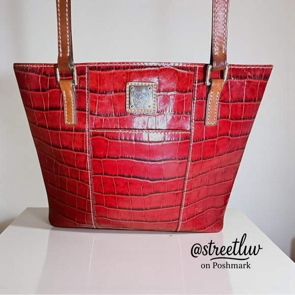 Dooney & Bourke Red Croc Embossed Tote - Picture 2 of 8